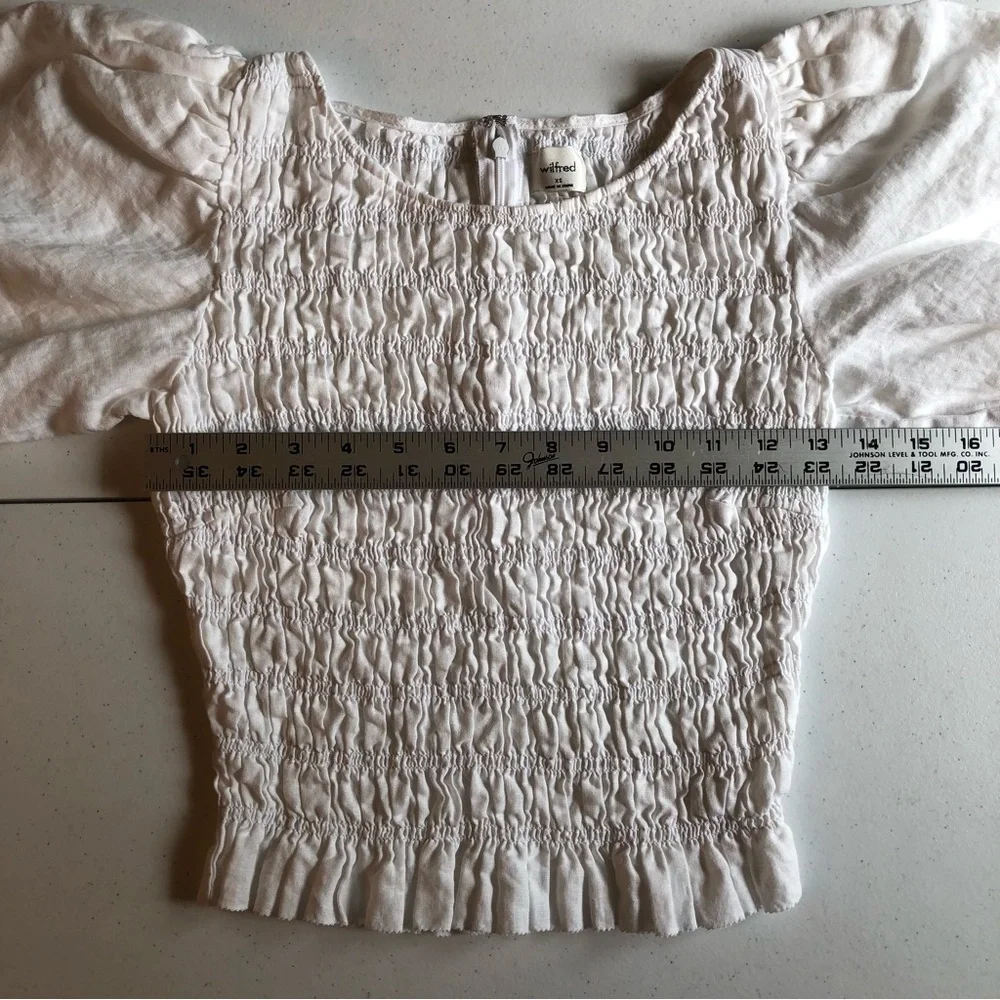 Wilfred 100% ORGANIC Linen Elegant White Blouse Top Size XS - Picture 3 of 7